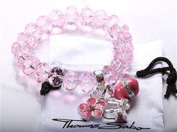 Designer's Silver and Pink Crystals bracelet with 3 Special Charms *imported