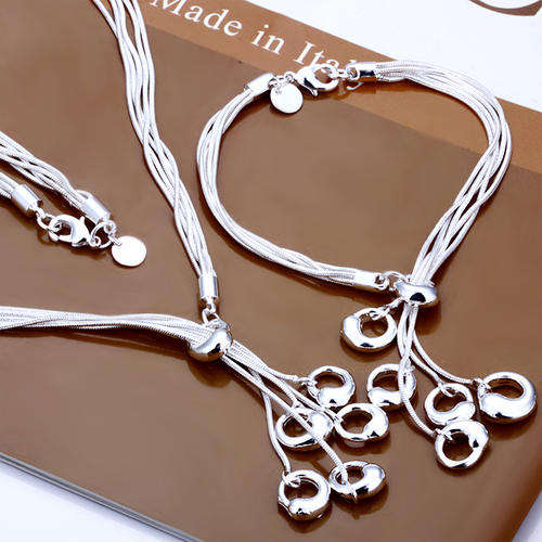 Designer's Sevillana Bracelet and Necklace Silver Set