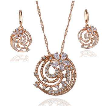 Designer's Gold Plated Sparkling Crystals Necklace and Earrings Sets *imported