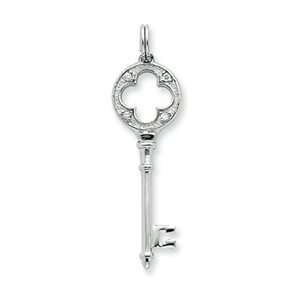 Designer's Silver Clover Key with Crystals Pendant*imported