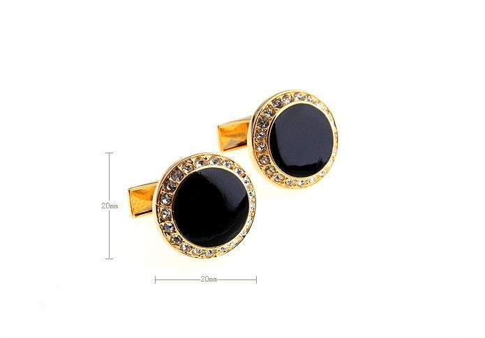 Retro Luxury Fine Crystal Black Round high-grade Men's Gold Cufflinks