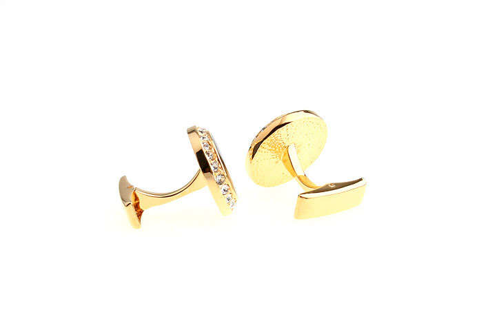 Retro Luxury Fine Crystal Black Round high-grade Men's Gold Cufflinks