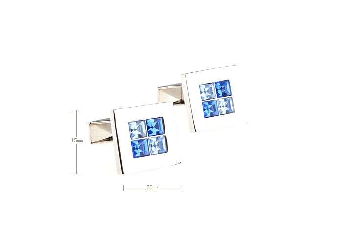 Costa Rica Swarovski Blue crystal Square Cufflinks 