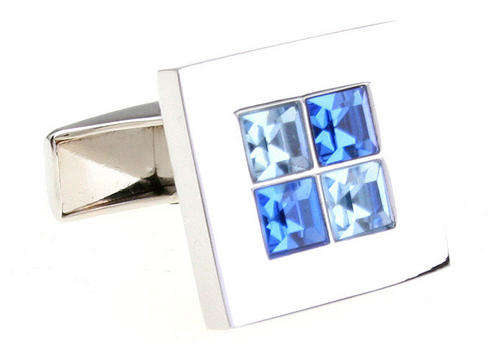 Costa Rica Swarovski Blue crystal Square Cufflinks 