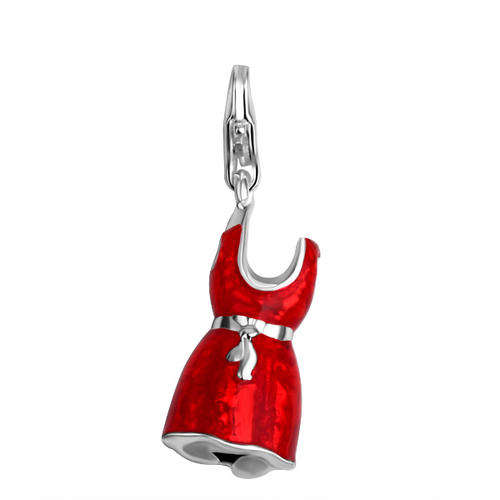 Designer's Silver Ladies Red Dress Charm*imported