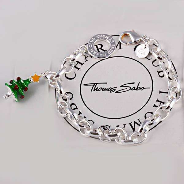 Designer's Silver Bracelet with a Christmas Tree Charm*imported