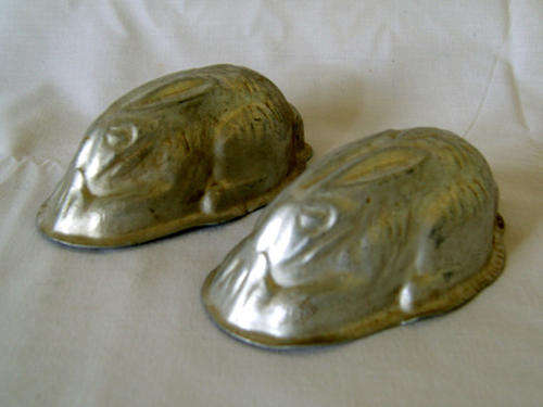 A Pair of Alluminium Bunny Jelly Molds