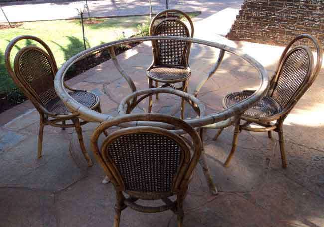 Cane Dining Room Table & Chairs