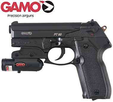 Gamo PT80 CO2 Handgun 4.5mm (.177cal) with Laser