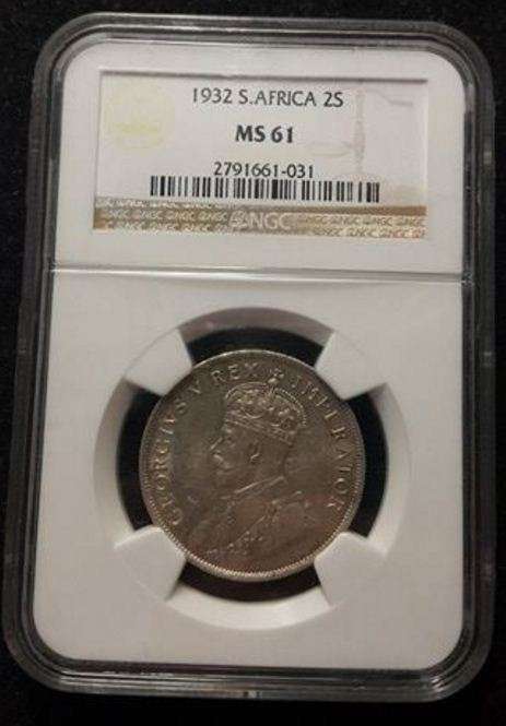 *** 1932 South Africa  2 Shilling   - Ngc Graded  ms 61  ***