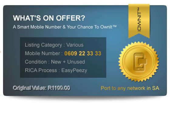 Smart Mobile Number - 0609 22 33 33 - Worth R1 199.00