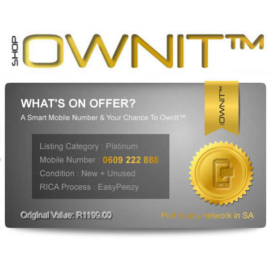 Smart Mobile Number - 0609 222 888 - Worth R1 199.00