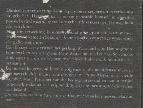 DIE VERSEKERAARS - JAN SCHUTTE (KLUB 707 , 1 STE UITGAWE 1985)