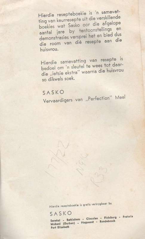 SASKO, KEUR RESEPTE / CHOICE RECIPES (OLD)