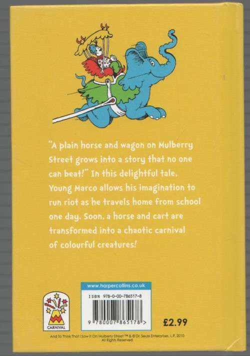 AND TO THINK I SAW IT ON MULBERRY STREET - DR SEUSS (1971)