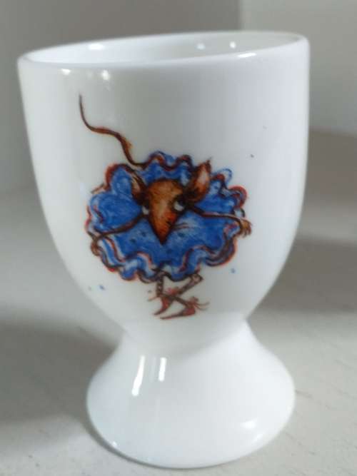 THREE HANDPAINTED EGG-CUPS BY JANE ABBOTT