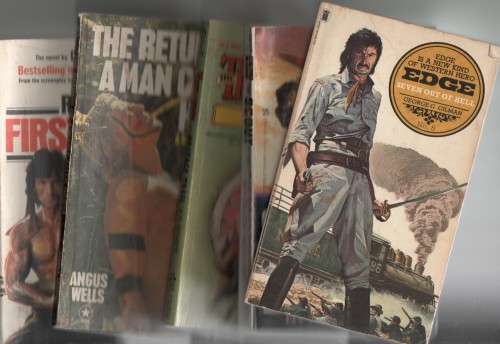 FIVE PAPERBACKS, INCLUDES WESTERNS, DRAMAS AND CRIME STORIES