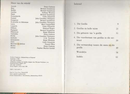 GORILLAS, DIERE VAN DIE WERELD - ANTHONY WOOTTON (1 STE UITGAWE 1983)