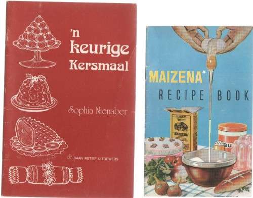 VYF SAGTEBAND VERSKEIDENHEID KOOKBOEKIES: MAIZENA, `N KEURIGE KERSMAAL, KERSFEESSPYSKAART, VEGETARIE