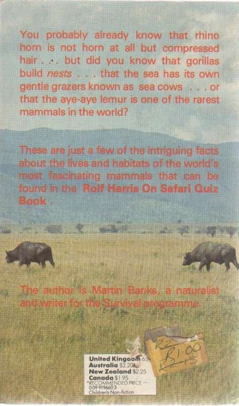 ROLF HARRIS ON SAFARI QUIZ BOOK - MARTIN BANKS (1 ST PUBLISHED 1979)