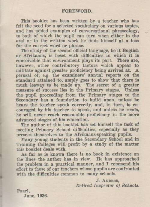 EVERYDAY ENGLISH FOR AFRIKAANS-SPEAKING PUPILS - M STANDER (8 TH IMPRESSION 1953)