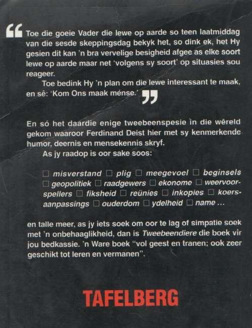 TWEEBEENDIERE EN ANDER VERSKYNSELS - FERDINAND DEIST (1 STE UITGAWE 1993)