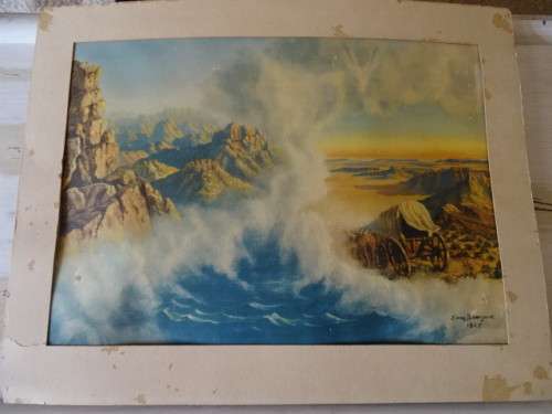 JIMMY BOONZAIER 1947, WATER COLOR GREAT TREK , PAINTING. COPYRIGHT:S W ENGELBRECHT