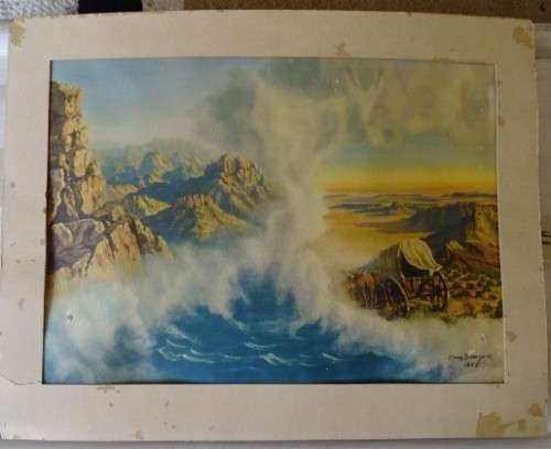 JIMMY BOONZAIER 1947, WATER COLOR GREAT TREK , PAINTING. COPYRIGHT:S W ENGELBRECHT