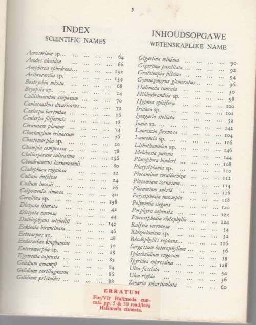 THE SEAWEEDS OF THE TSITSIKAMA COASTAL NATIONAL PARK - DR S C SEAGRIEF (1967)
