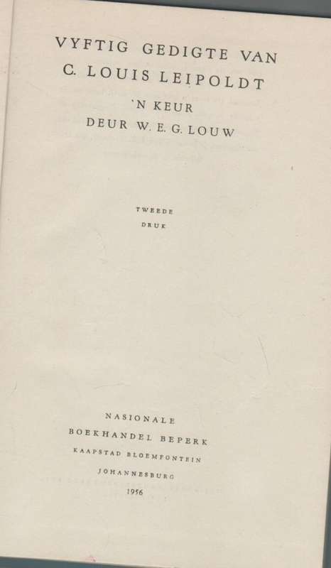 VYFTIG GEDIGTE VAN C LOUIS LEIPOLDT (1956)