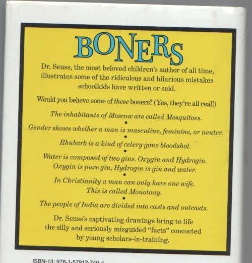 BONERS, SERIOUSLY MISGUIDED FACTS ACCORDING TO SCHOOLKIDS - ALEXANDER ABINGDON (ILLUSTRATED DR SEUSS