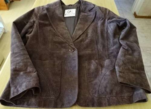 KELSO BROWN PIG SKIN LEATHER LADIES CASUAL JACKET  - SIZE: MEDIUM