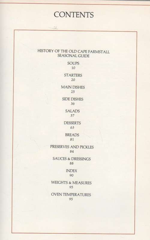 THE OLD CAPE  FARMSTALL COOKBOOK - JUDY BADENHORST, GLENDA MOODY & SARAH SEYMOUR (1 ST EDT 1983)