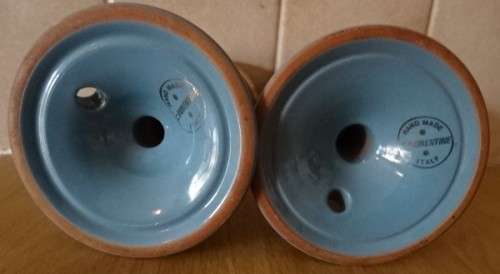 VINTAGE TWO BLUE/GOLD HAND MADE C. FIORENTINE ITALY, CANDLE HOLDERS (MARKED)