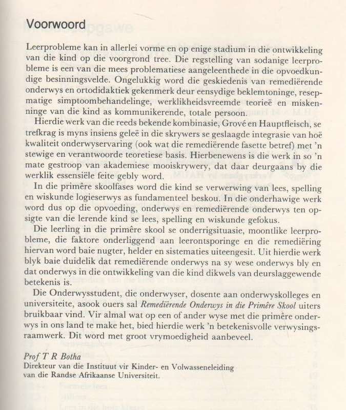 REMEDIERENDE ONDERWYS IN DIE PRIMERE SKOOL - M C GROVE (1982)