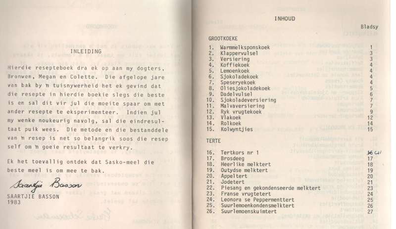 MY TUISNYWERHEID RESEPTE - SAARTJIE BASSON (VOORWOORD DEUR EMSIE SCHOEMAN-1983)
