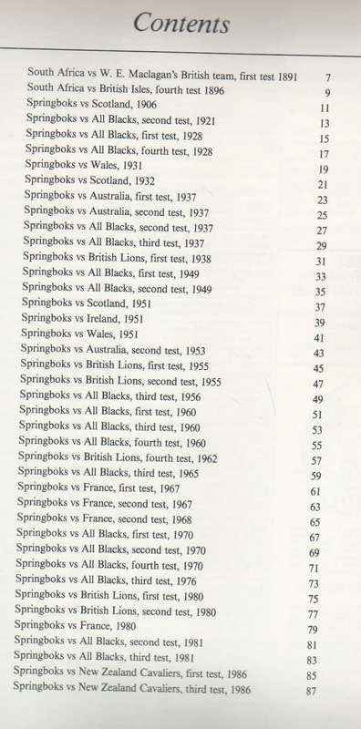 GREAT SPRINBOK RUGBY TESTS, 100 YEARS OF HEADLINES (1 ST EDITION 1989)