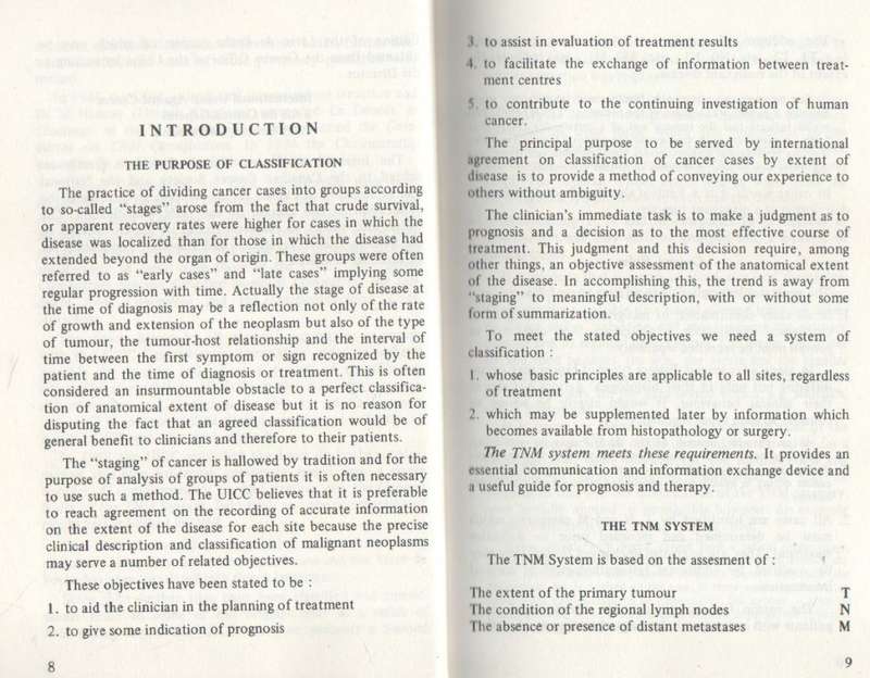T N M, CLASSIFICATION OF MALIGNANT TUMOURS( 2 ND EDITION 1974)
