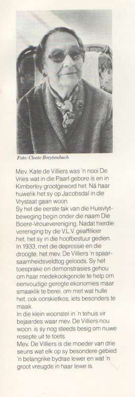 TEEPARTYTJIEBOEK - KATE DE VILLIERS (1 STE UITGAWE 1982)
