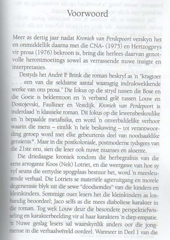 KRONIEK VAN PERDEPOORT - ANNA M LOUW (1 STE KLASSIEK UITGAWE 2007)