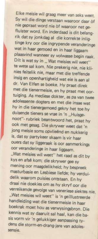 WAT MEISIES WIL WEET - DR JAN VAN ELFEN (7 DE DRUK 1983)