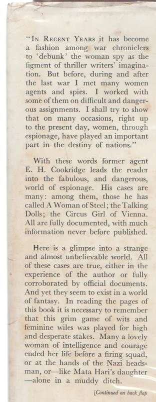 SISTERS OF DELILAH, STORIES OF FAMOUS WOMEN SPIES - E H COOKRIDGE (1959) TRUE STORY