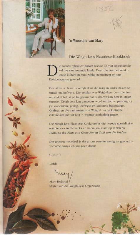 WEIGH-LESS EKSOTIESE KOOKBOEK - MARY HOLROYD 1996