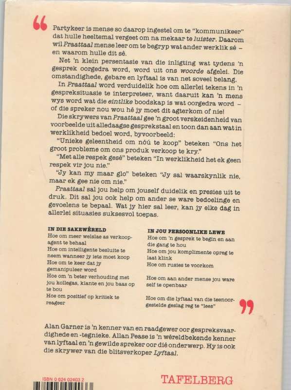 PRAATTAAL - ALLAN PEASE & ALAN GARNER (1 STE UITGAWE 1986)