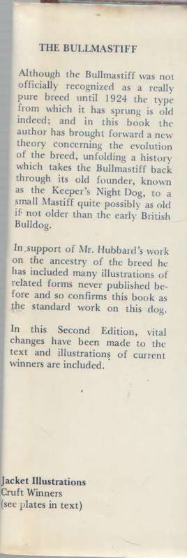THE BULLMASTIFF, A HANDBOOK - CLIFFORD L B HUBBARD (REPRINT 1988)