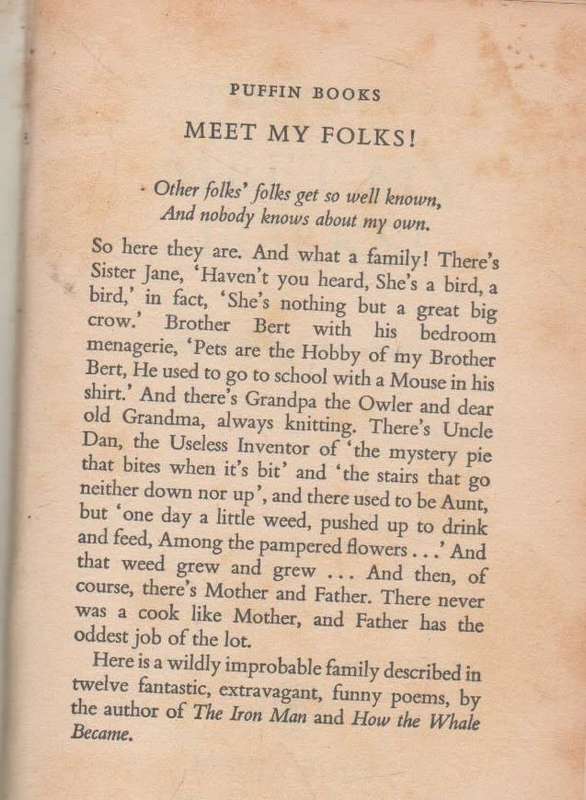 MEET MY FOLKS! - TED HUGHES (NOT DATED) A PUFFIN BOOK