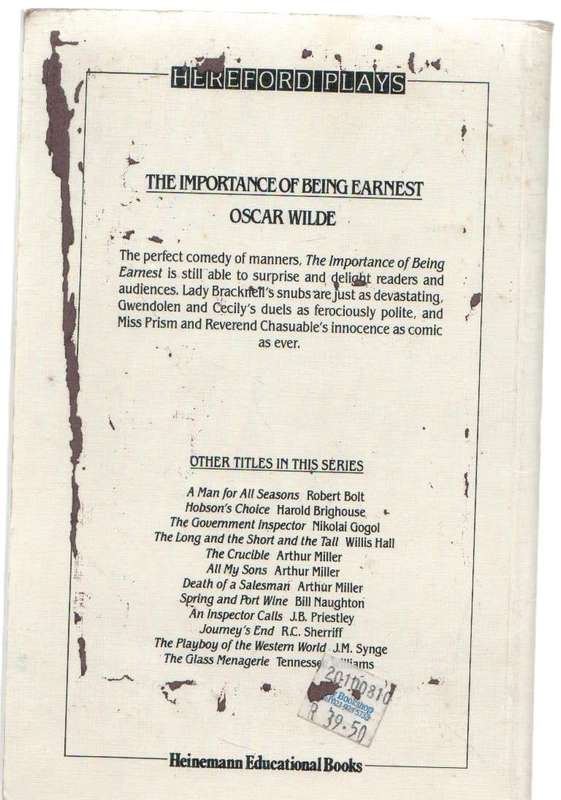 THE IMPORTANCE OF BEING EARNEST - OSCAR WILDE - E R WOOD  (1989)