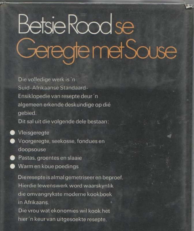 BETSIE ROOD SE GEREGTE MET SOUSE PASTAS GROENTES EN SLAAIE (1 STE DRUK 1975)