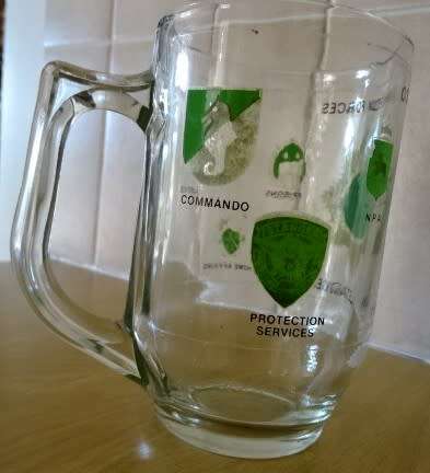 COMBINED FORCES  1987 STANGER BEER GLASS MUG