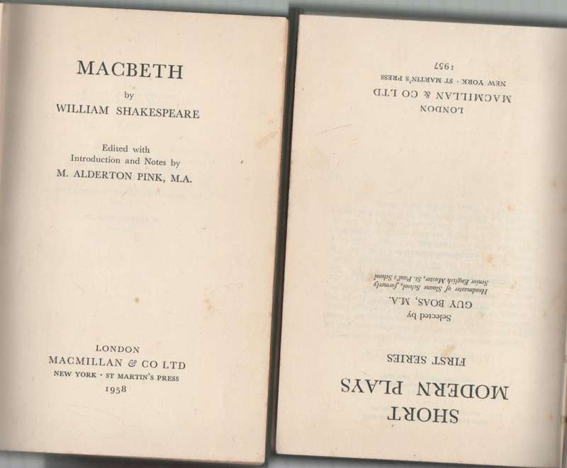 TWO SHORT MODERN PLAYS FIRST SERIES BY GUY BOAS - HARD COVER BOOKS (1957 +1958)